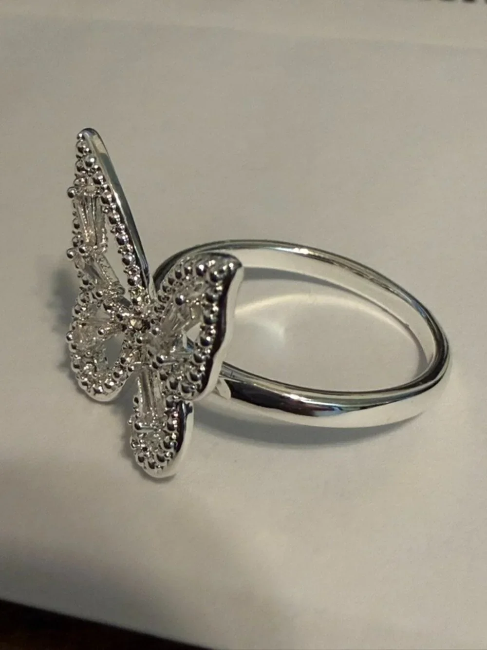 STUNNING Silver-Plated CZ Butterfly Statement Ring - Size 7 | Versatile Bling 🦋